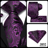 Hi-Tie Purple Lilac Floral Striped Silk Elegant Tie For Men Groom Wedding Men Necktie Pocket Square Cufflink Accessory Wholesale