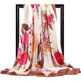 Print Bandannas Fashion Flower Shawls Four Seasons Colour Headcloth Popular 90X90CM Silk Scarves 2022 Luxury Sunscreen Kerchief