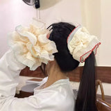 Women Lace Hair Scrunchies Girls Elastic Hair Bands Ponytail Holders Tie Hair Hoop Large Plaid Scrunchy Rubber Bands Headwear
