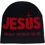 Knitted "JEsUs" letter inlaid bean hat, men's and women's warm winter casual hat, daily wear and outdoor activities