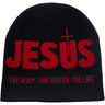 Knitted "JEsUs" letter inlaid bean hat, men's and women's warm winter casual hat, daily wear and outdoor activities
