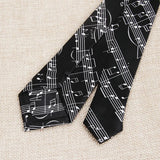 Classic Fashion Men's Skinny Tie Colorful Musical Notes Printed Piano Guitar Polyester 5cm Width Necktie Party Gift Accessory