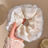 Women Lace Hair Scrunchies Girls Elastic Hair Bands Ponytail Holders Tie Hair Hoop Large Plaid Scrunchy Rubber Bands Headwear