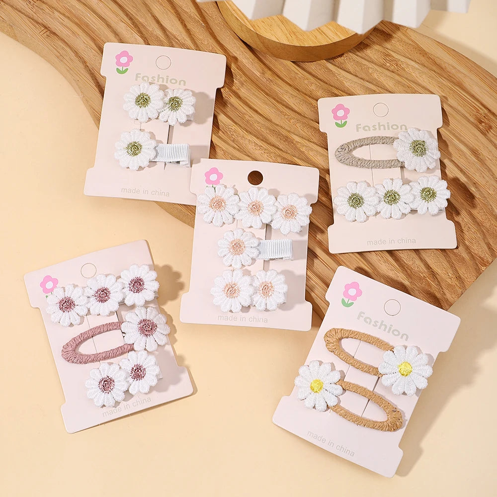 1pcs Ins Daisy Flower Hair Clips Baby Girl Hairpins for Kids Lace White Barette Princess Hooks Infant Accessories Korean