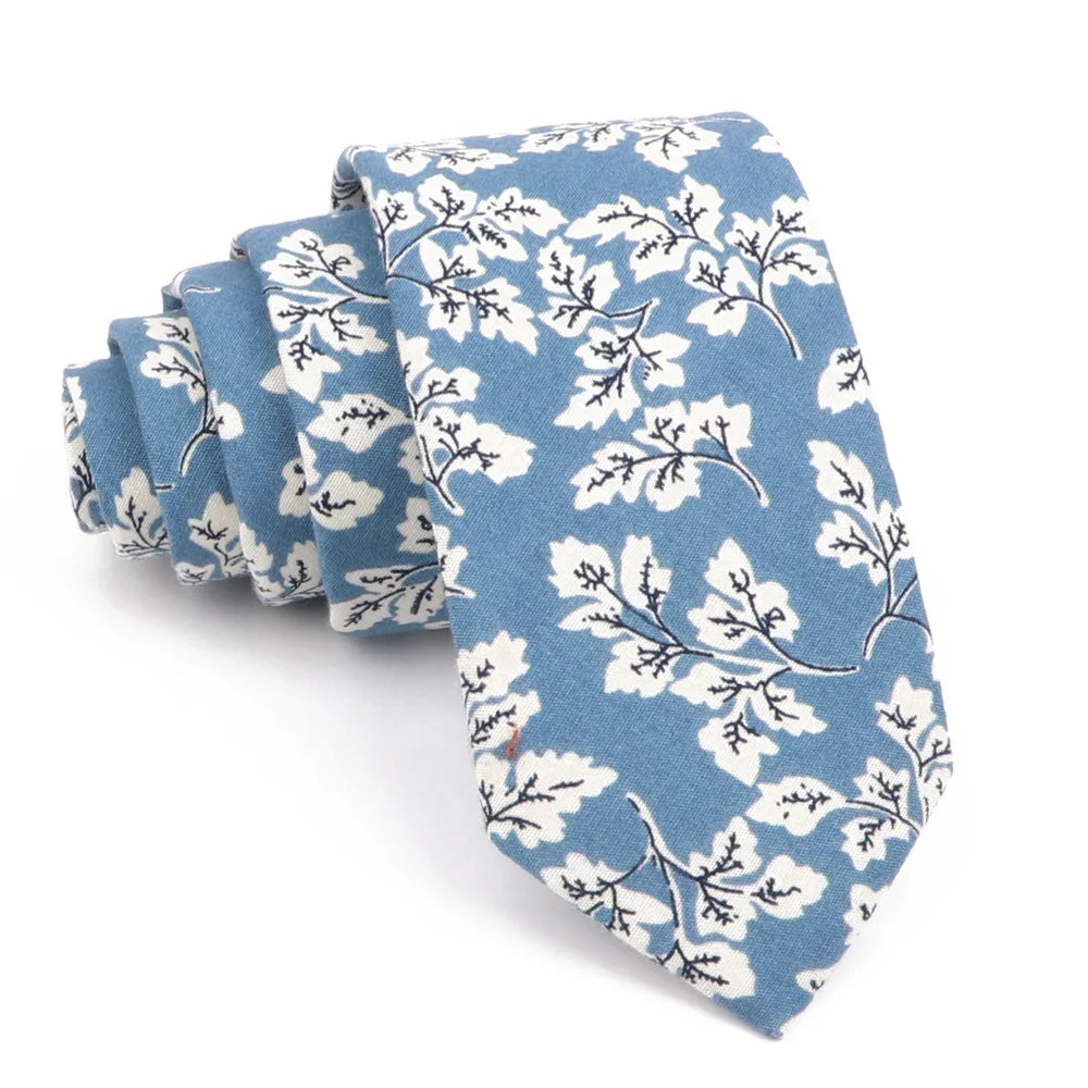 New Men's Floral Neck Ties Casual Cotton Slim Tie Skinny Wedding Party Suit Collar Flower Neckties Gravata Accessories Gift