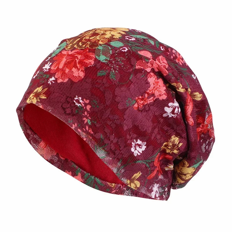 Women Men Sleeping Hat Baggy Beanie Satin Lined Night Unisex Sleep Cap Hair Care Bonnet Hair Loss Nightcap Pullover Hat Headwear