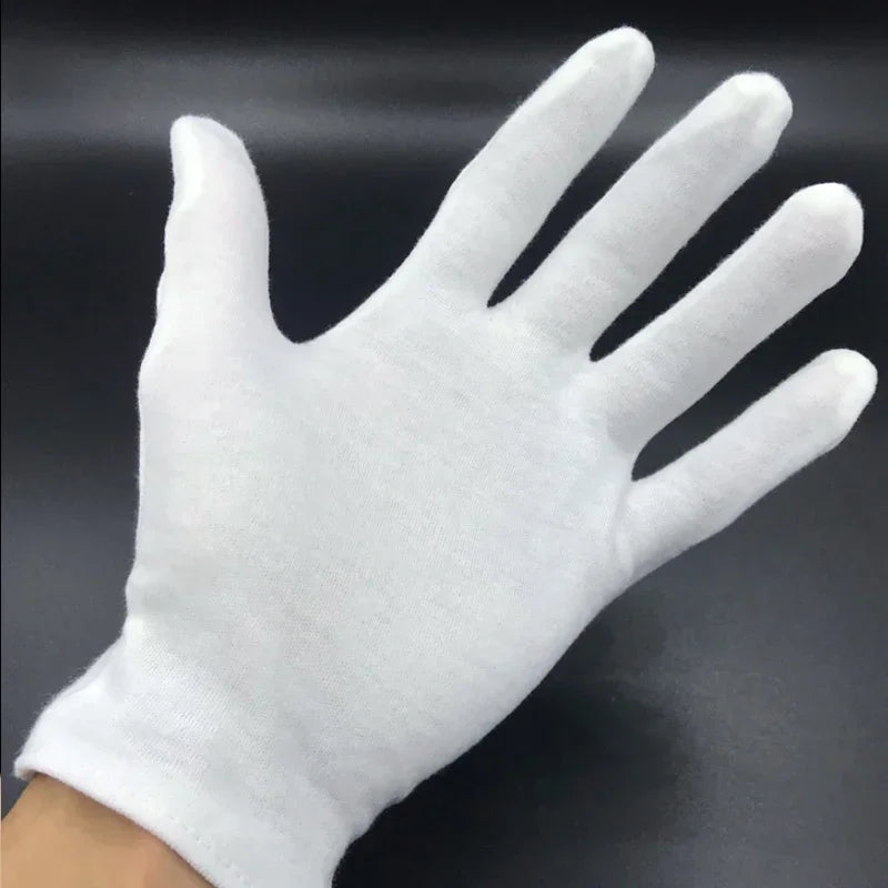 1-20pairs White Cotton Work Gloves Dry Hands Handling Film SPA Gloves Ceremonial High Stretch Gloves Household Cleaning Tools