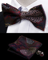 3pcs Bow Tie For MenBowtie Handkerchief Cufflinks Set For Shirts Fit Business Wedding Butterfly Paisley Pocket Square Bowtie Man