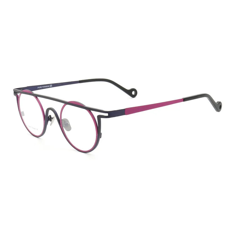 55266 Pure Titanium Glasses Frame Men Round Punk Eyewear 2022 New Male Classic Full Optical Prescription Eyeglasses Frames