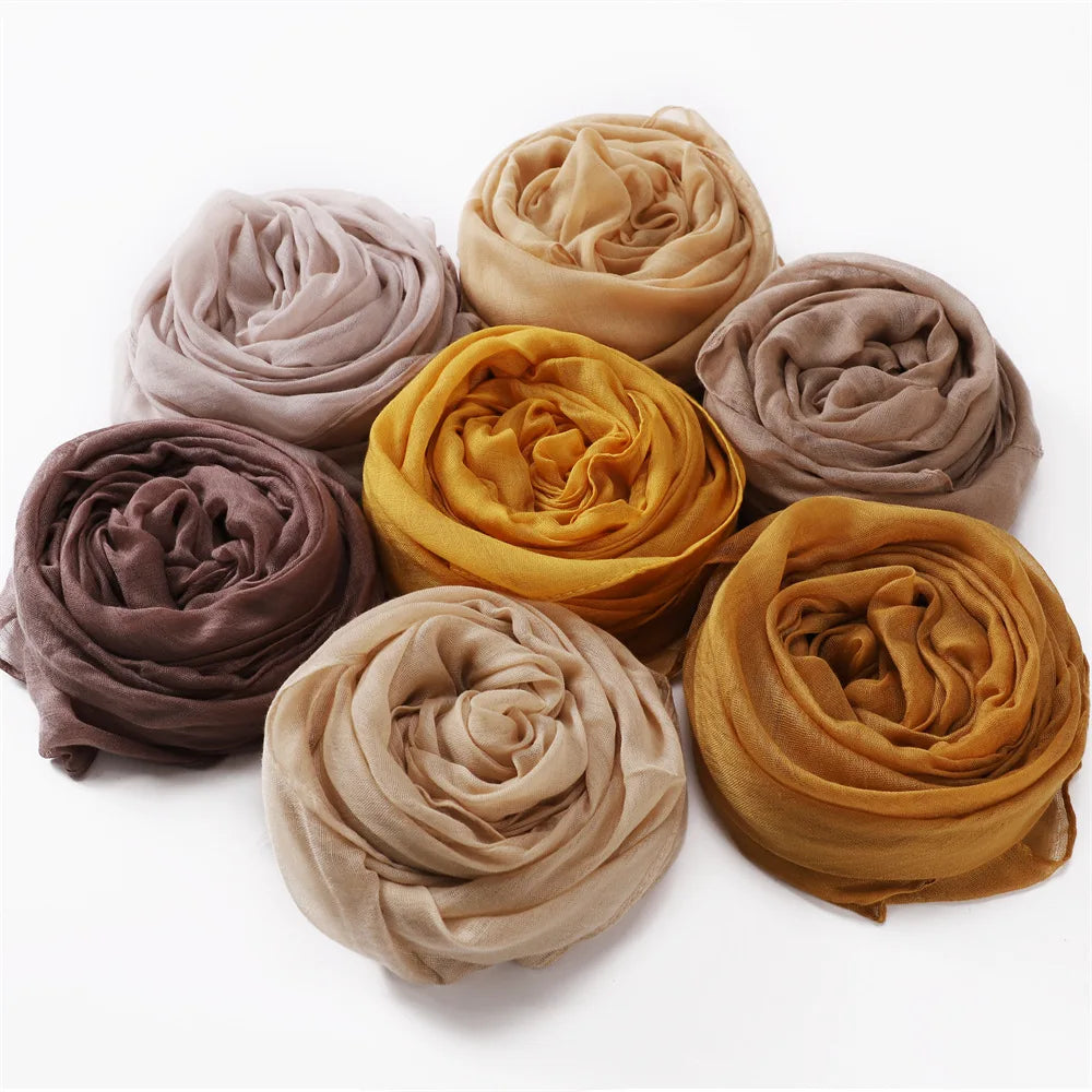 New Cotton Linen Scarf For Women Girls Students Autumn Classic Solid Color Scarves Retro Soft Foulard Viscose Female Wrap Shawls