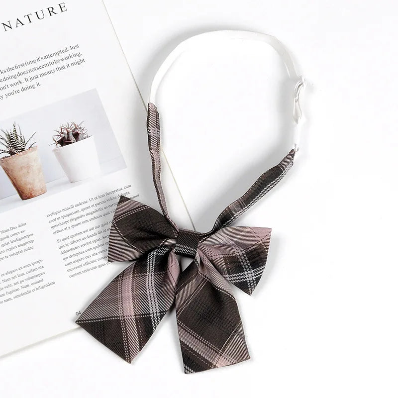 Fashion JK Bowtie Women College Student Collar Tie Cotton Plaid Bowknot Lolita Girls Adjustable Butterfly Anime Cosplay Cravat