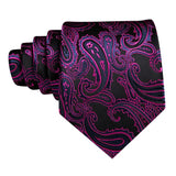 Barry.Wang Purple Lilac Lavender Silk Mens Tie Handkerchief Cufflink Set Jacquard Floral Necktie for Male Wedding Business Party