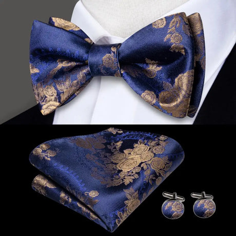 Dropshipping Jacquard Silk Mens Self Bow Tie Hanky Cufflinks Set Male Butterfly Knot Bowtie Wholesale for Male Wedding Business