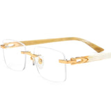 Frameless Horn Pure Titanium Glasses Frame with High-grade Natural White Horn Temples Can Be Matched with Myopia and Presbyopia.