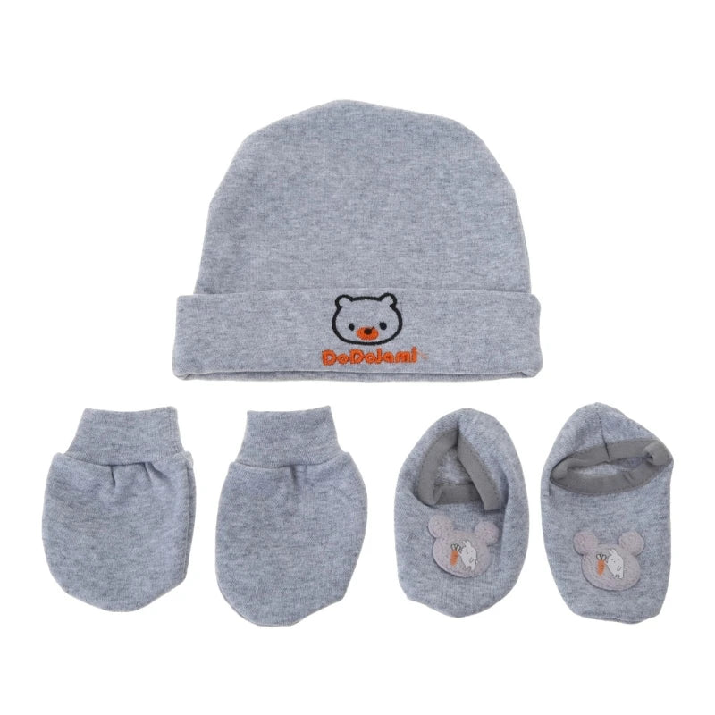 1 Set Baby Anti Scratching Gloves Hat Foot Cover Set Soft Cotton Newborn No Scratch Mittens Socks Beanies Cap Nightcap