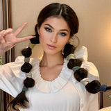 6Pcs/Set High Ponytail Holder Hair Ring Ribbons Thick Ties Cuff Nylon Elastics for Women Hair Rope Headwear Hair Tie Accessories