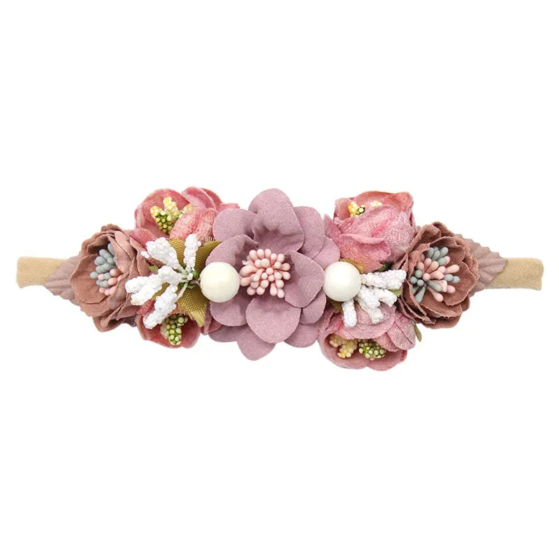 Baby Headband Flowers For Girls Cute Elastic Floral Hair Bands Newborn Toddler Headwear Nylon Headbands Kids Hair Accessories