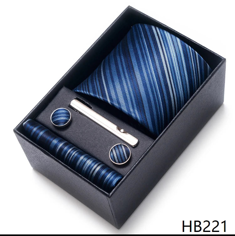 Tie For Men Brand New Style Wedding Gift Tie Pocket Squares Set Necktie Box Men Black Suit Accessories