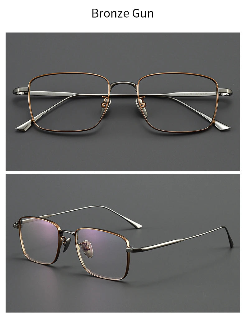 Xbora Men's Ultra-Light Pure Titanium Glasses Frame Business Square Flexible Optical Women's Prescription Eyelasses 1908