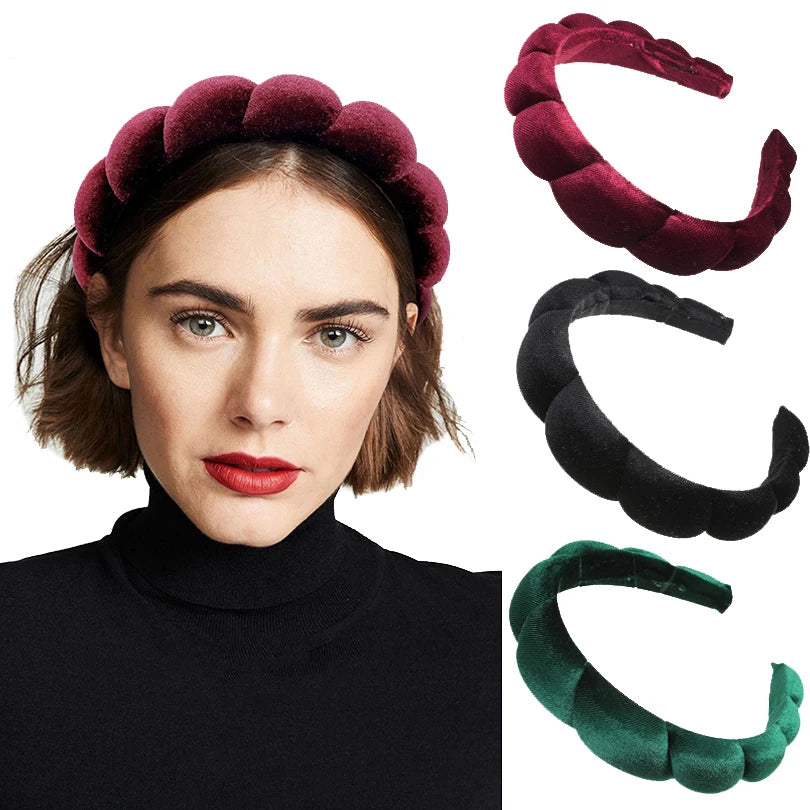 Retro Hair Hoops Wide Velvet Twist Sponge Headband Bezels Hairbands for Women Girl Wavy Braided Headbands Hair Accessories
