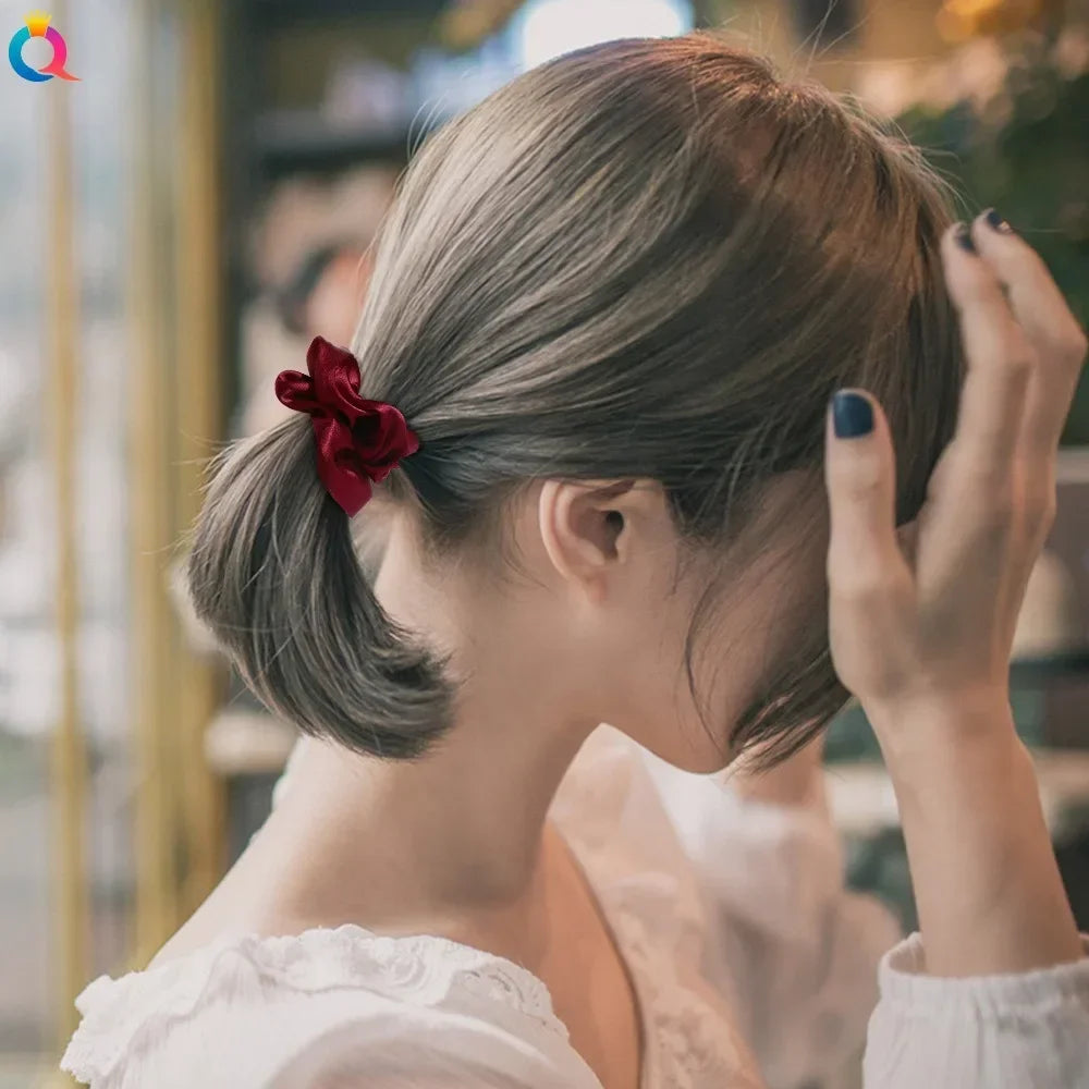 Silk Hair Scrunchies Elastic Hair Bands Not Hurt Hair Women Elegant Headwear Hair Ties Ponytail Holder Hair Rope Rubber Bands