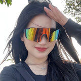 New Style Wrap-around Fashion Sports Glasses For Men And Women,Mirrored,Reflective Lenses,Outdoor Activities Like Cycling,Skiing