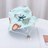 Cute Cartoon Printing Bucket Baby Hat Cotton Breathable Kids Fisherman Hat Infant Toddle Sun Hat with Drawstring for 1-5 Years