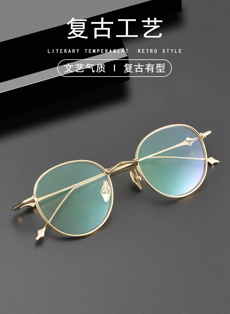 Korea Fashion Style Titanium Glasses Frames Luxury Designer Round ABA Eyeglasses Women Men Prescription Reading Eyewear