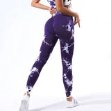 Tie-dye yoga clothing set, sports bra, intimates, yoga pants, non-falling sports tights, peach butt lifting line