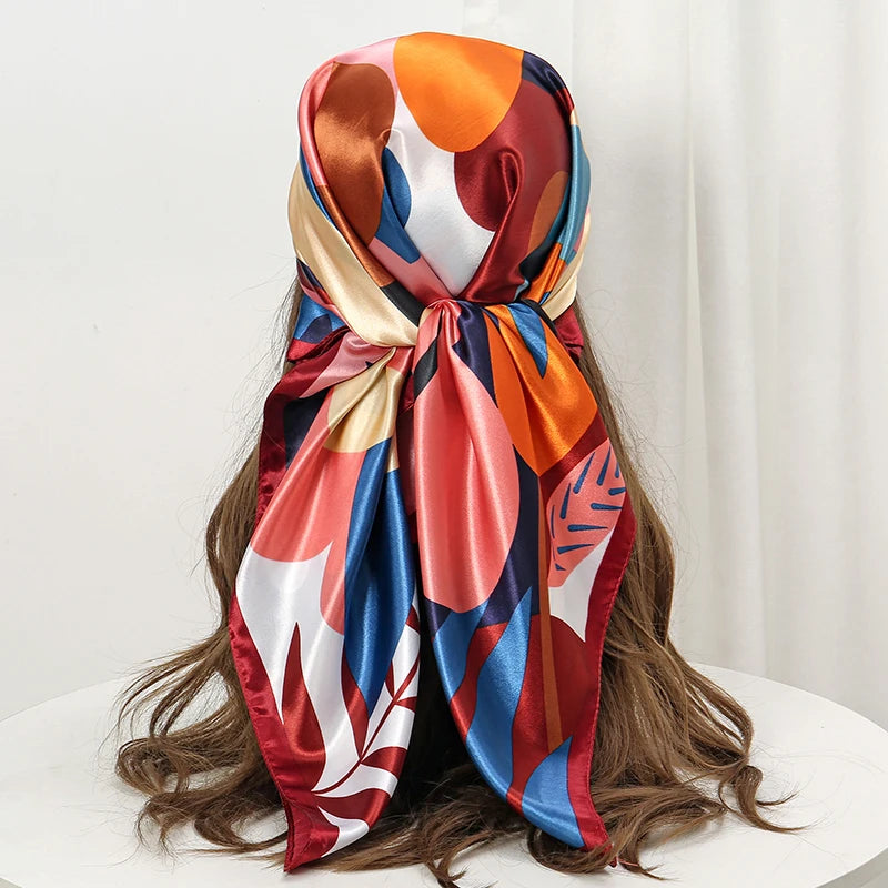 2024 Fashion Headscarf Satin Square Scarf for Women Neckerchief Female Silk Shawl Foulard Hijab Headband Hair Bands Bandana