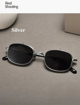 Vintage Titanium Square Glasses Frame with Flip Up Sunglasses Women Brand Designer Eyeglasses Men Trendy Semi Rimless Eyewear