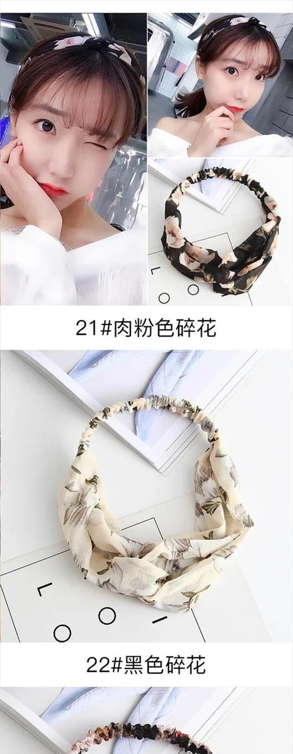 Cross elastic headband chiffon silk headband ladies headband hair accessory sports face wash