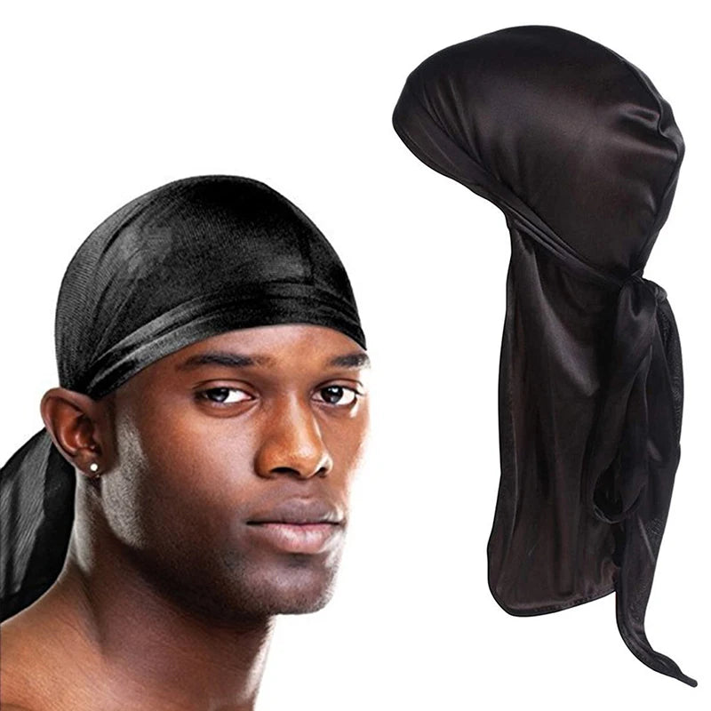 Elasticity Baotou Cap Hair Bands Simulation Silky Durag Long Tail Pirate Hat Headband Turban for Children Kid Ribbon Accessories