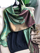 BYSIFA| Brand Green Pure Silk Scarf Femmes Foulard Spring Fall 100% Mulberry Silk Scarves Shawls Fall Winter Long Scarves Hijabs