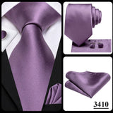 Hi-Tie Designer Dusty Pink Solid Silk Wedding Tie For Men Hankerchief Cufflink Set Gift Men Necktie Fashion Business Party