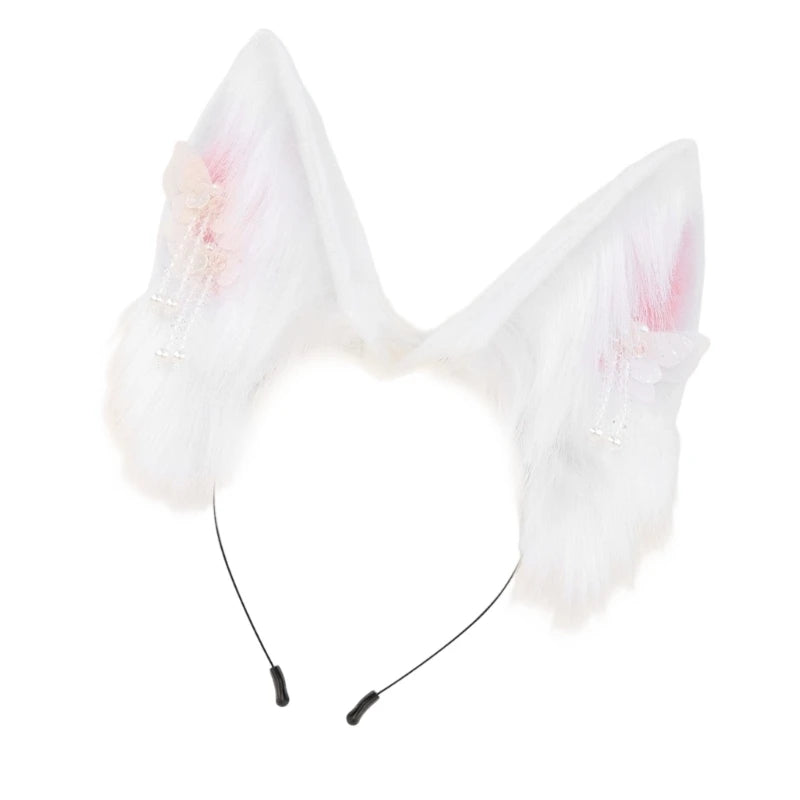 Y5GC Bendable Cats Ear Hairband Plush Animal Ear Hairband For Anime Enthusiasts Roleplay and Halloween Party DressingUp Props