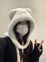 Fashion Women Beanies Caps Winter Warm Cute Bear Ear Hats Casual Plush Hat for Women Girls Earmuff Ear Protection Windproof Caps