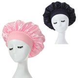 2PCS Milk Imitation Silk Wide Brim Satin Cloth Women's Hair Hat Bonnet Elastic Band Headwear bonnets for women