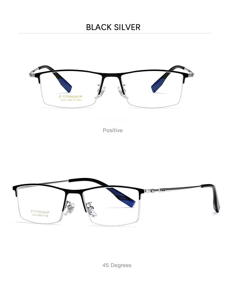 2023 New Titanium Half Frame Glasses Business Square Eyeglass Frames Myopia Hyperopia Prescription Eyeglasses Eyewear