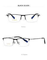 2023 New Titanium Half Frame Glasses Business Square Eyeglass Frames Myopia Hyperopia Prescription Eyeglasses Eyewear