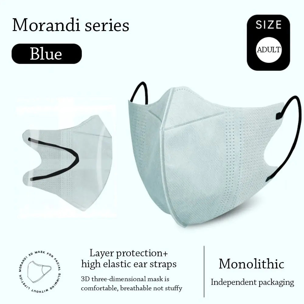 10Pcs Fish Mask Summer Slim Edition Adult Morandi 3 Layer Approved Face Masks Respirator Masque