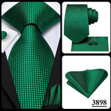 Hi-Tie Dark Green Psialey Silk Elegant Tie For Men Groom Wedding Men Necktie Pocket Square Cufflink Accessory Wholesale Designer