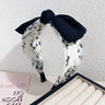 Elegant Floral Black White Hairbands for Women Girls Wide Edge Soft Hair Hoops Big Bowknot Cross Headband Hair Styling Tool Gift