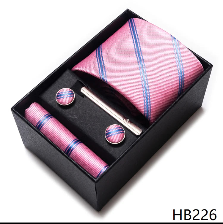 Tie For Men Brand New Style Wedding Gift Tie Pocket Squares Set Necktie Box Men Black Suit Accessories