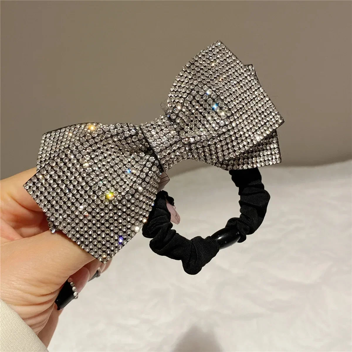 Korean Bow Elastics Hair Ties for Women Girls Shiny Crystal Ponytail Hair Rope Rubber Headbands Hair Accessoriesi-Remiel