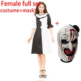 Terrifierr Cosplay Costume Female/Male Horror Carnival Party Skin-Tight Black White Killer Clowns Jumpsuit for Halloween Costume