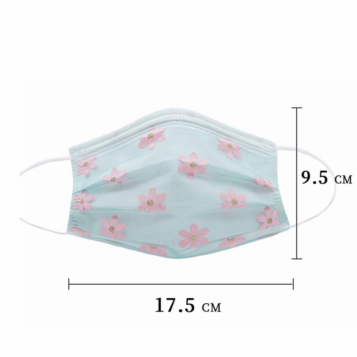 50pcs Mask Adult Net Yarn Flowers Four-Layer Disposable Protective Printing Mask Mouth Face Mask Breathable Earloops