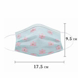 50pcs Mask Adult Net Yarn Flowers Four-Layer Disposable Protective Printing Mask Mouth Face Mask Breathable Earloops