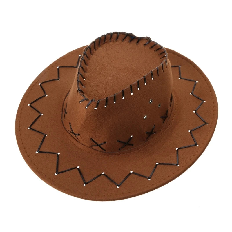 New Kids Western Cowboy Hat Curved Brim Outdoor Toddler Sun Hat Children Birthday Gifts Vacation Cap Party Cosplay Hat