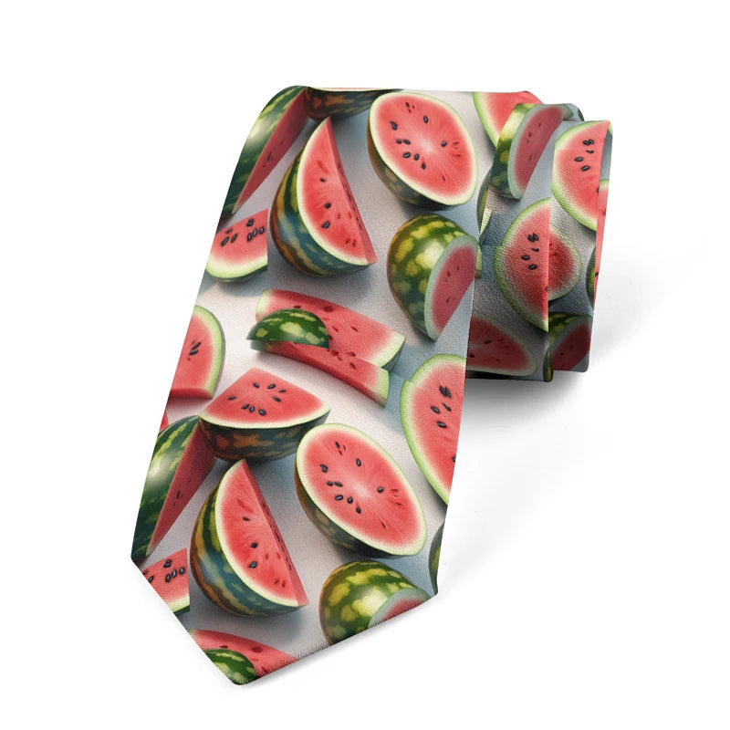 Fashion printed tie casual novel interesting strawberry peach fruit tie wedding party Halloween shirt and gift tie are neutral